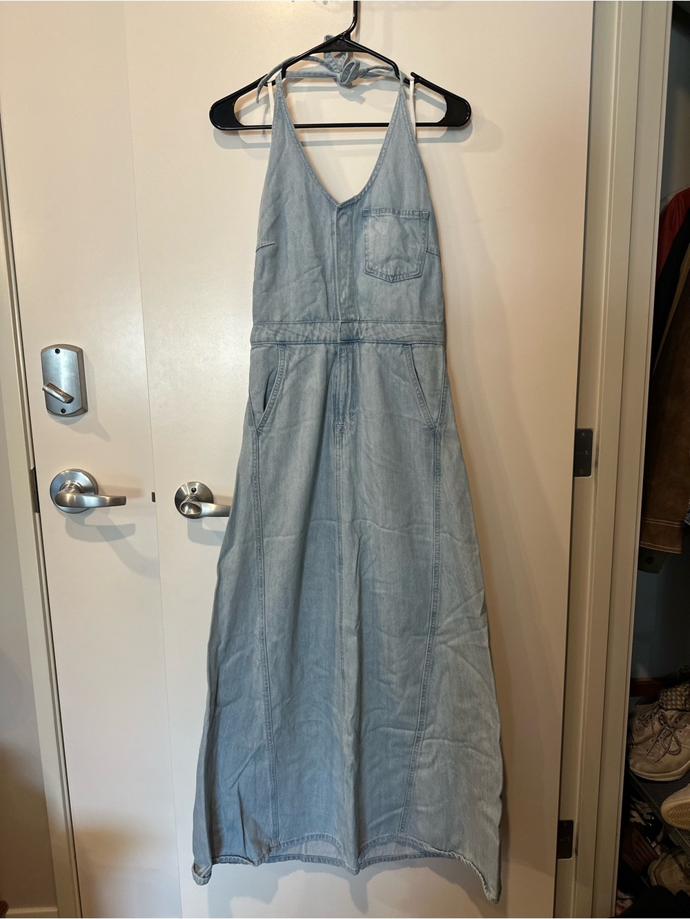 Universal Thread Light Blue Chambray Halter Maxi Dress